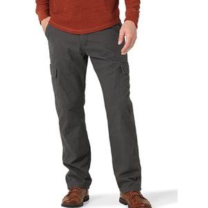 NWT Wrangler Authentics Men's Fleece Lined Cargo Pant Coal Size 42x30 $70 II208